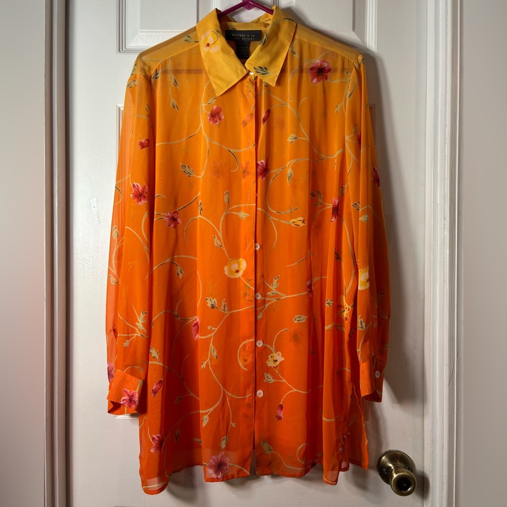 Lane Bryant Sheer Ombré Floral Blouse